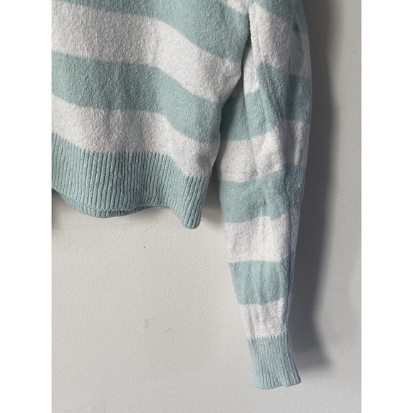 TANYA TAYLOR Maisie V Neck Collared Striped Sweater Drop Shoulder XS Light Blue - Picture 2 of 11